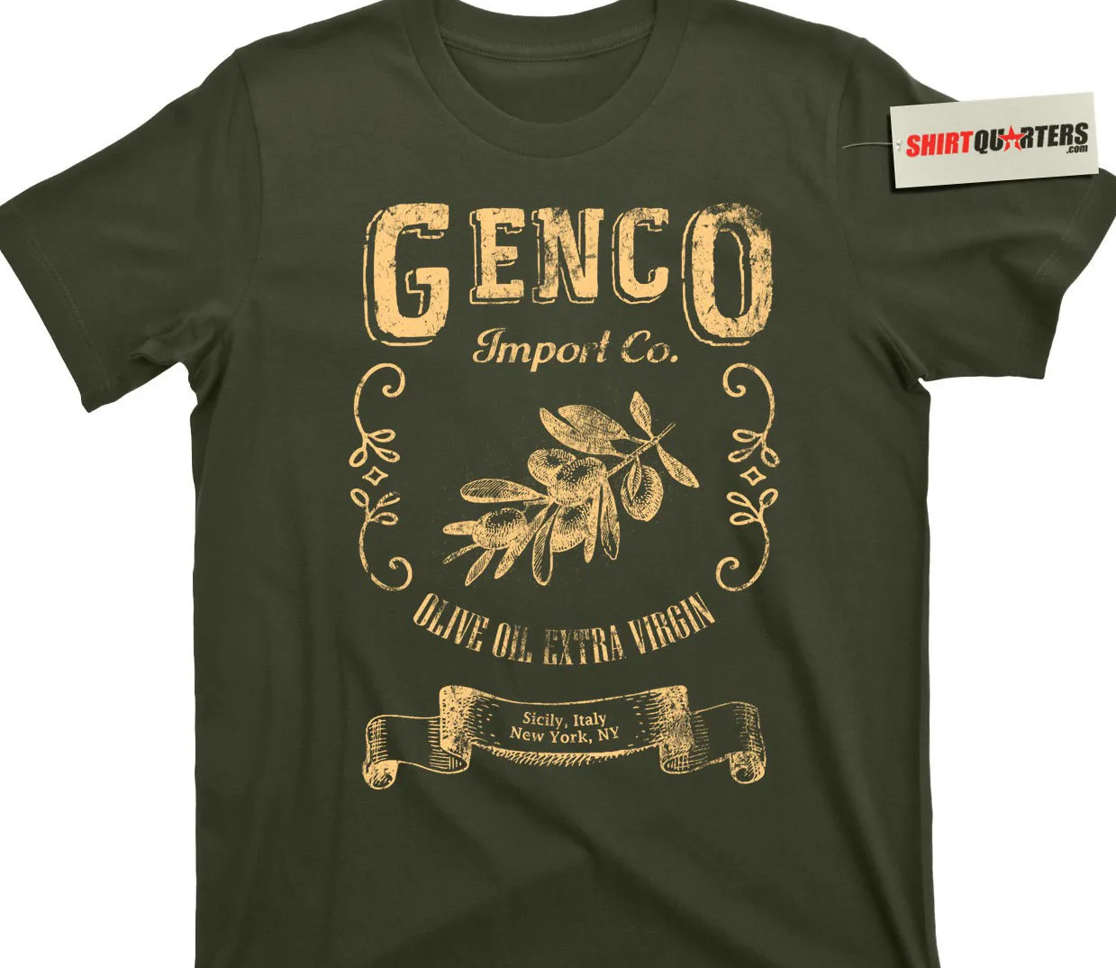 Летний стиль хип хоп Мужская футболка Топы Genco Import Co оливковое масло Крестный