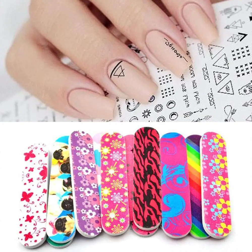 Новая красочная мини пилка для ногтей двусторонняя наждачная бумага ногтевого