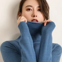 sweater autumn and winter new all match pile collar female high neck pullover wool sweater solid color warm slim bottoming shirt