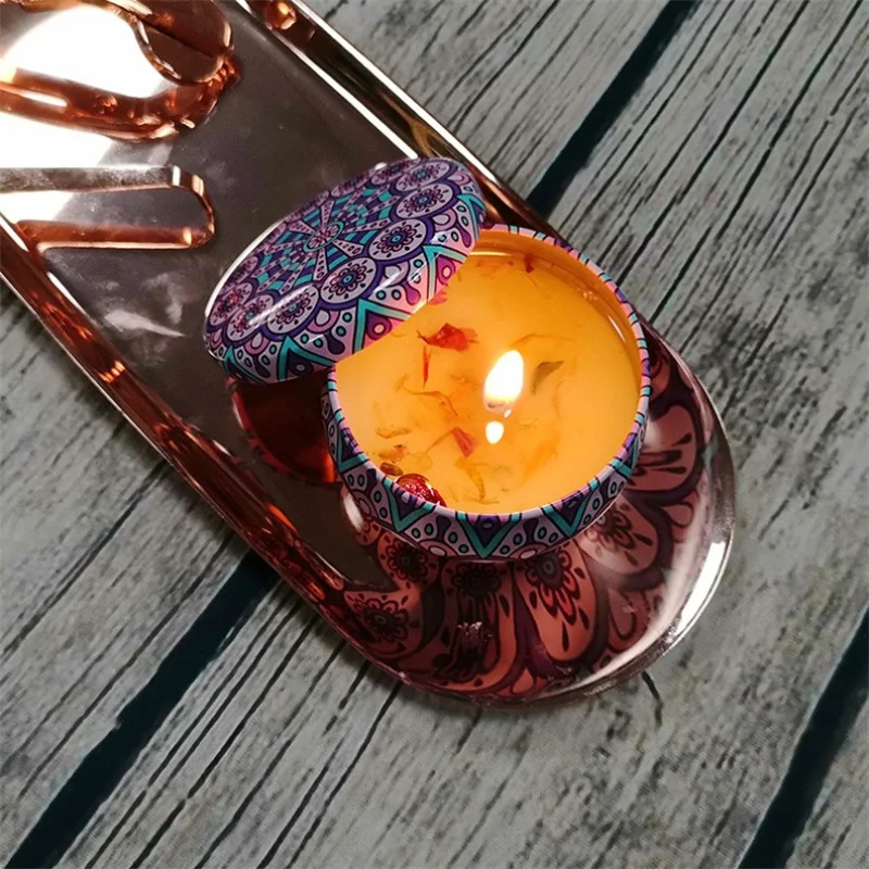 1 шт. ароматические свечи с цветами Оловянная банка Ароматизированная свеча