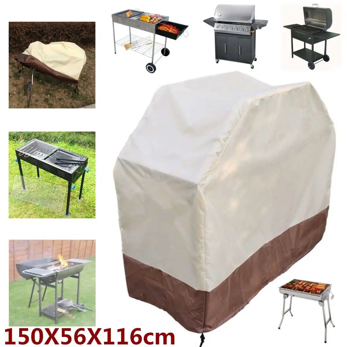 

BBQ Cover Outdoor Dust Waterproof Heavy Duty Grill Cover Rain Protective Outdoor Barbecue Cover BBQ Grill Rain Snow Protector
