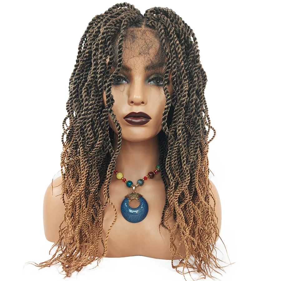 Long hair Synthetic Braided lace front wig Box braised Perruque African braid wig for black women