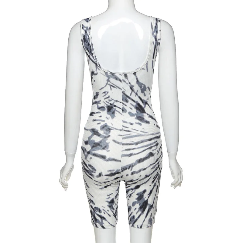 

NORMOV Women Printing Playsuits Sexy Sleeveless Patchorwk Printing Playsuits Femme Summer Skinny Fitness Playsuits Female