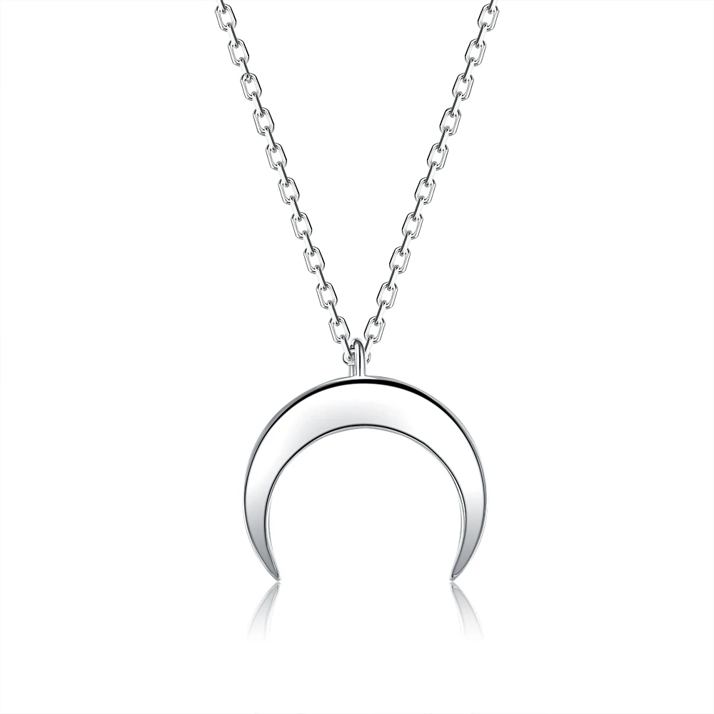 

SILVERHOO New Authentic 925 Sterling Silver Pendant Necklaces For Women Simple Moon Shape Necklace Anniversary Fine Jewelry