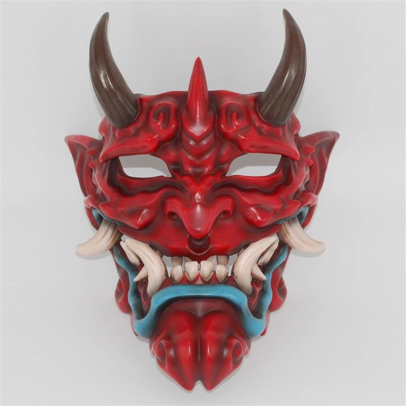 

Halloween Red Prajna Mask Pendant Decoration Demon Cosplay Japanese Ghost Resinface Grimace
