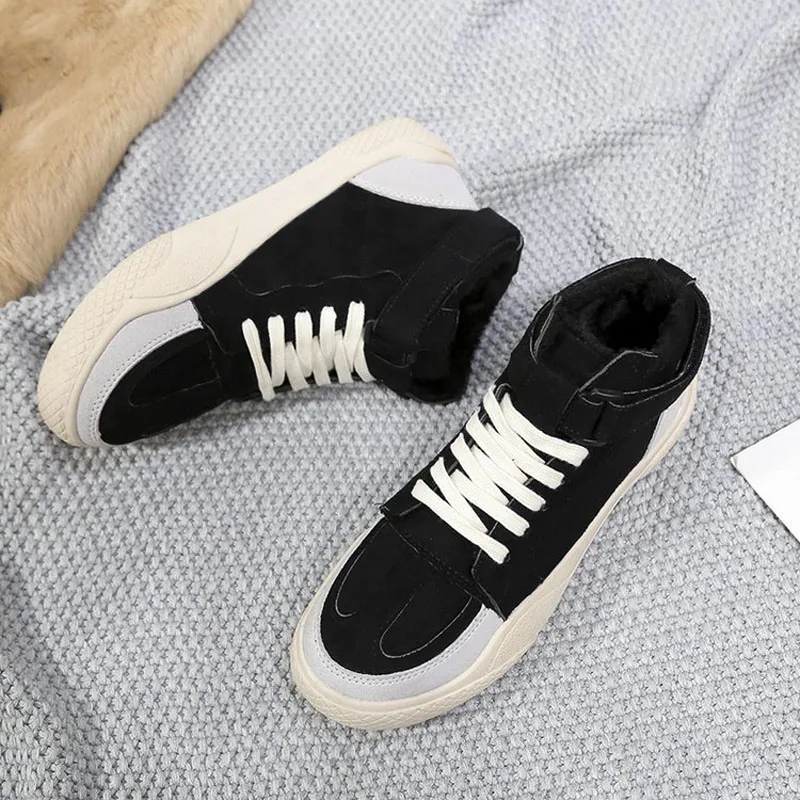 Сапоги Aleafalling женские зимние из нубука теплая Уличная обувь на шнуровке Короткие