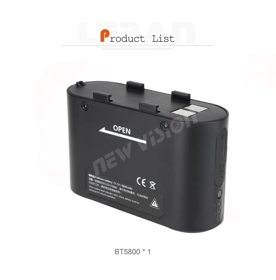 Godox BT5800 батарея 5800 мач Внешняя вспышка резервного питания быстрая зарядка на выходе светодиодный аккумулятор и usb-порт для источника питания PB960