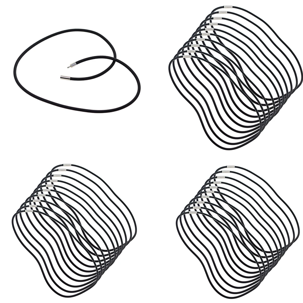 10 шт 3 мм черный резиновый шнур веревка ожерелье цепь с медной застежкой