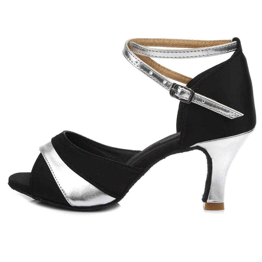 HROYL Women's Latin Dance Shoes Heels Sandals Ballroom Tango Dancing Shoes For Girls 5/7CM Gold Silver Red Shoes For Dancing