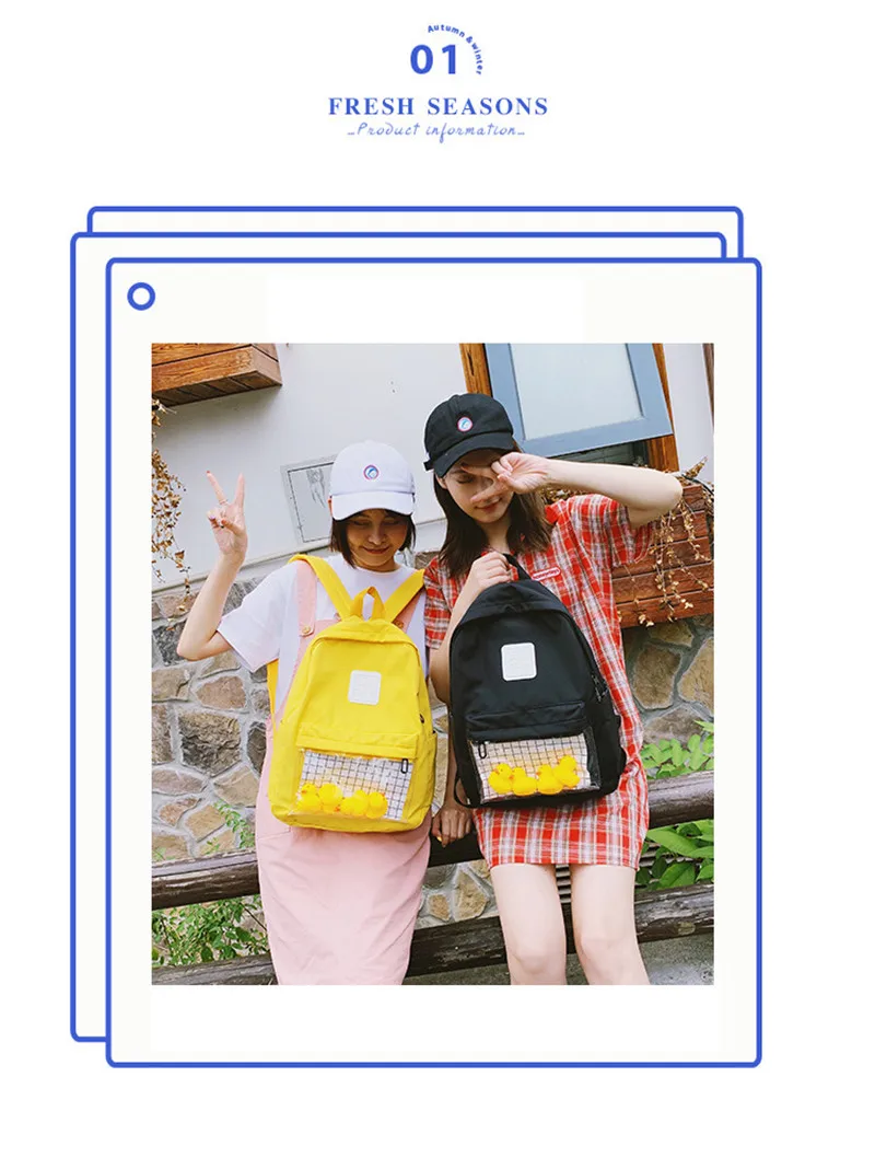 Милый холщовый женский рюкзак прозрачные рюкзаки игрушечная сумка на плечо для