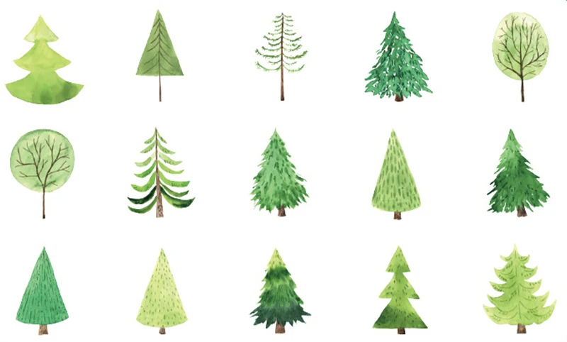 

Cypress Forest Sticky Stickers Color Paper Decoracion Scrapbooking Office Stationery School Supplies Sticker Flakes 45PCS