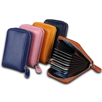 anti degaussing credit card holder women men genuine leather organ multiple card slots case retro zipper coin pocket wallet