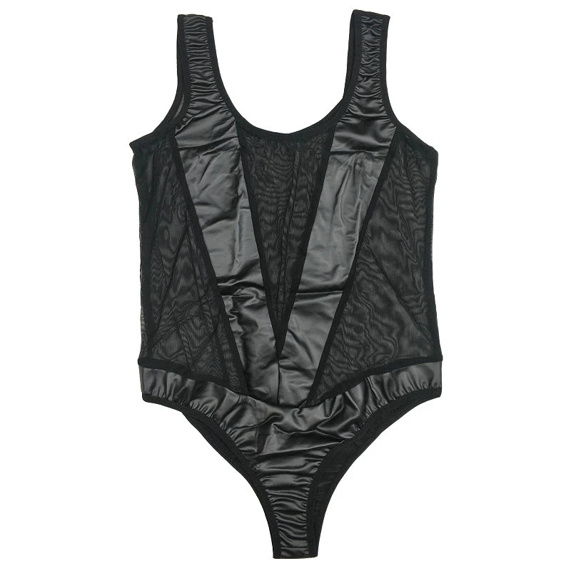 

Sexy Girl Pu Piyou Net Piece Suit Swimsuit See-through Sexy High Split Jumpsuit Hollow out Ladies