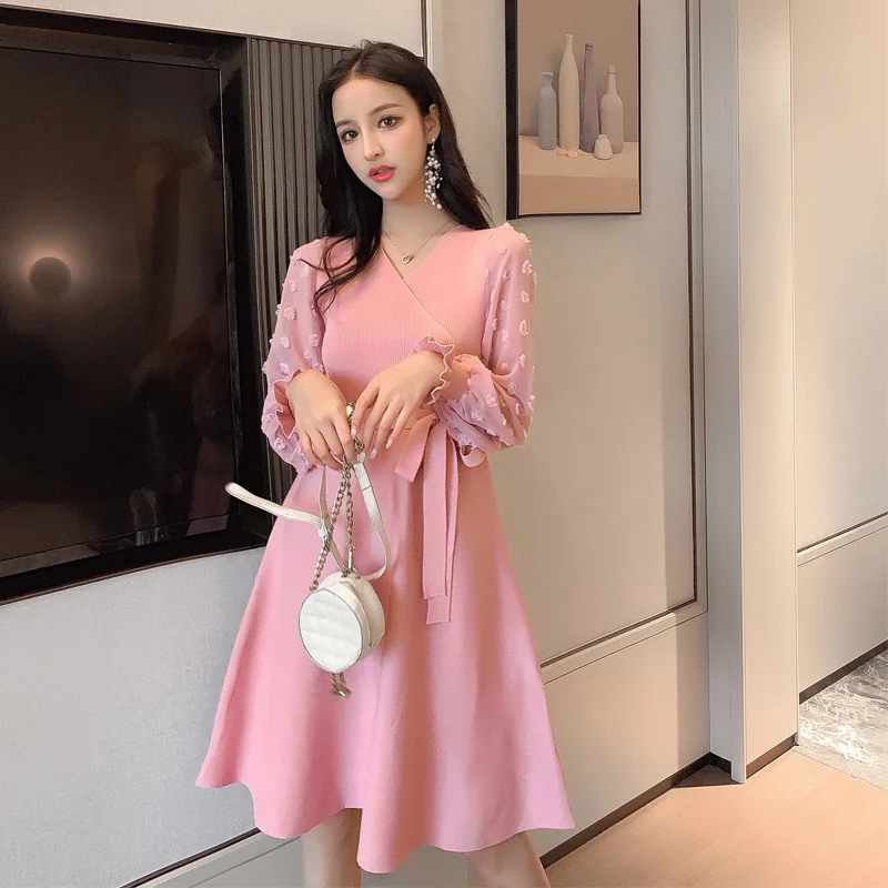 KINOMI элегантные женские платья средней длины трапециевидной формы с длинным