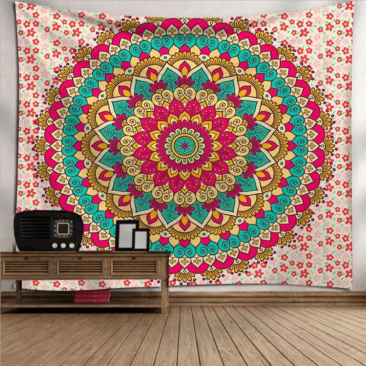 Декоративный гобелен с индийской мандалой настенный подвесной для спальни