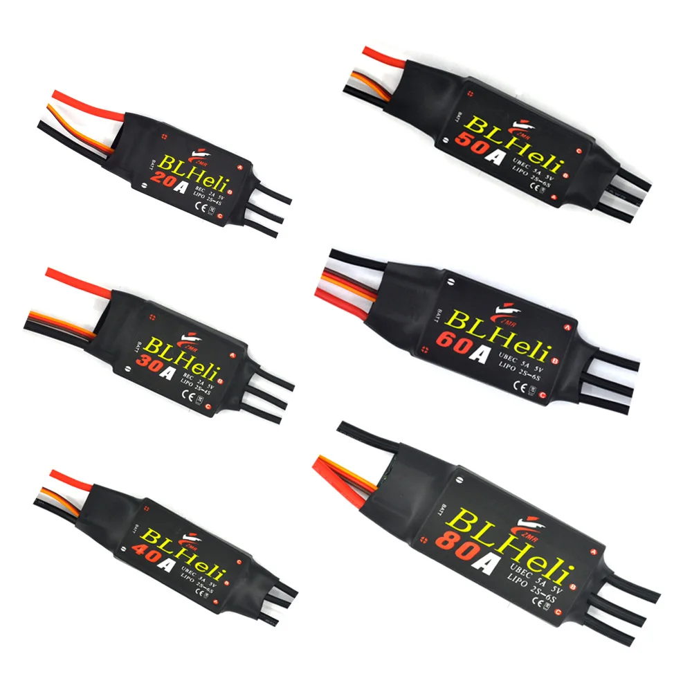 

ZMR BLHeli Series Brushless ESC 12A 20A 30A 40A 50A 60A 80A BEC UBEC for RC Multirotor Helicopter Fixed-Wing Airplane DIY Parts