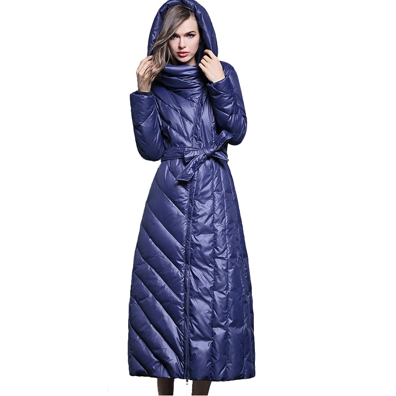 YR0003Blue 7XL Fashion White Duck Down Jacket Women New Thick Women Winter Bio Down Jackets Hooded Women Parkas Coat shigh quality - Цвет: YR0003Blue