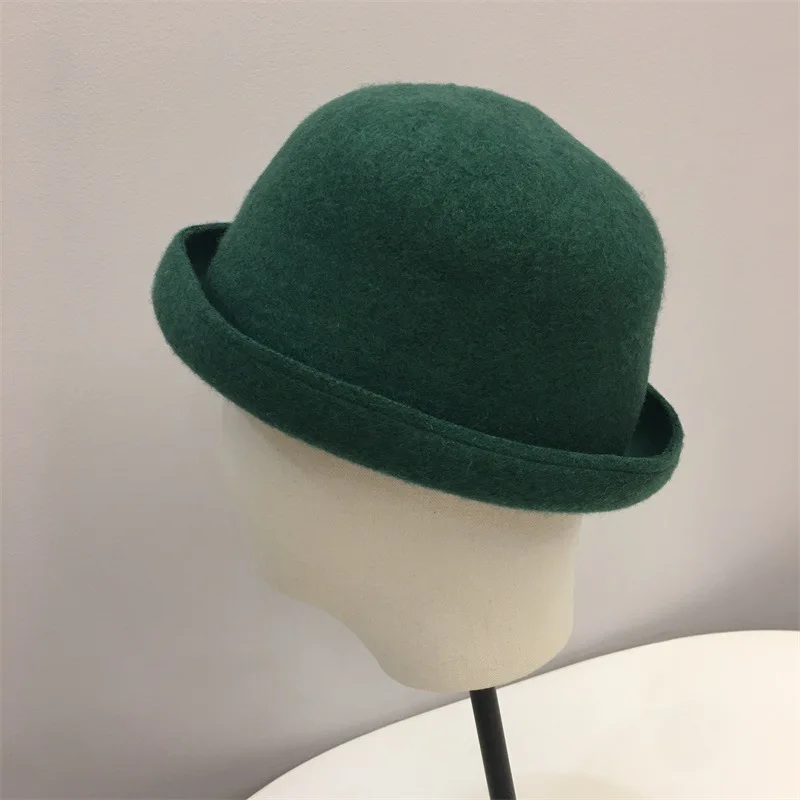 2020 Женская милая твидосветильник шерстяная овальная шляпа Ретро фетровая на