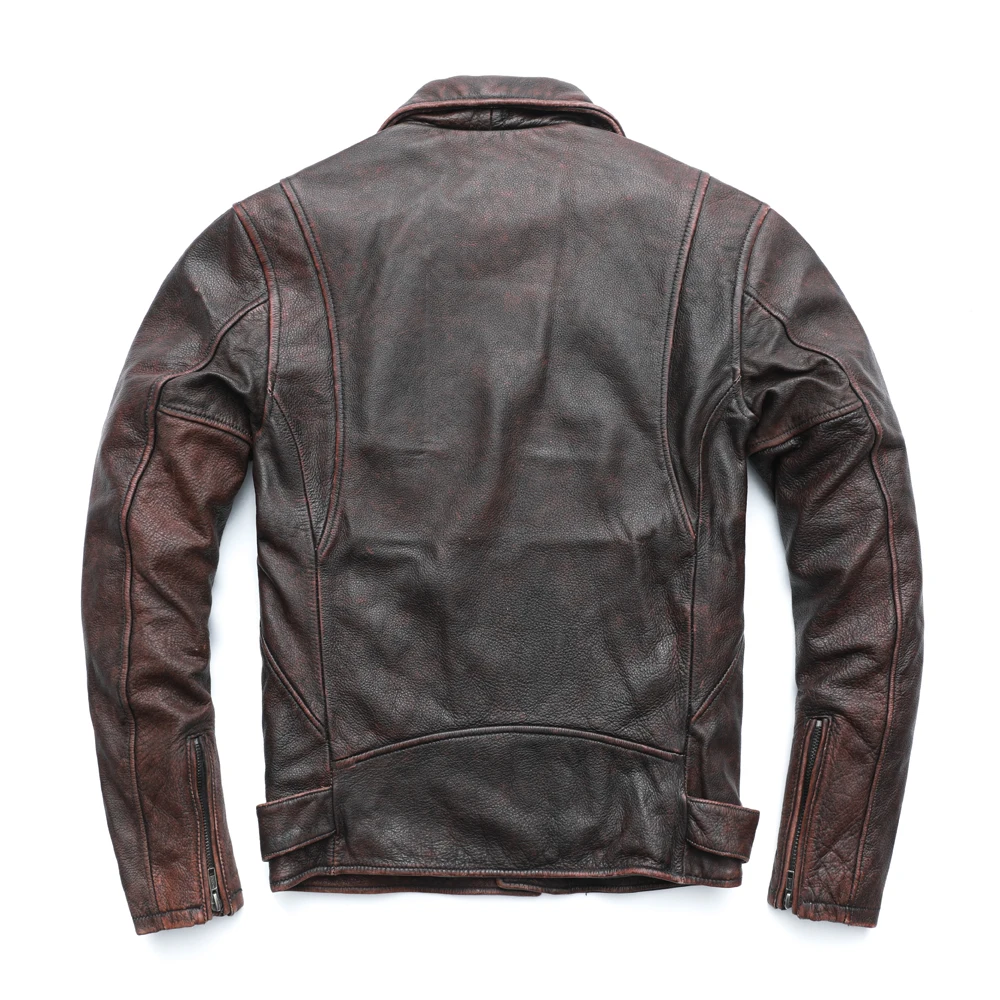 

Vintage Motorcycle Jacket Men Genuine Leather Jackets 100% Cowhide Leather Coat Winter Biker Jacket Moto Clothing M456