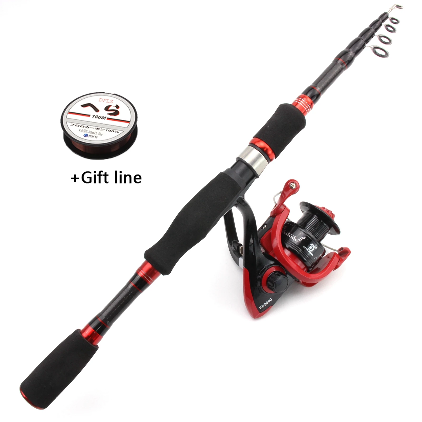 

1.8M 2.1M Rod Reel Combos Spinning Fishing Rod and reel Carbon Telescopic Sea ferry Fishing Rod set trout Pikes fish pole pesca