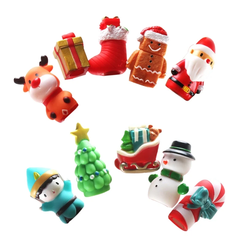

10Pieces Christmas Finger Puppet Doll Fidget Toy Soft Squeeze Puppets for Kindergarten Toddlers Family Interactive Game