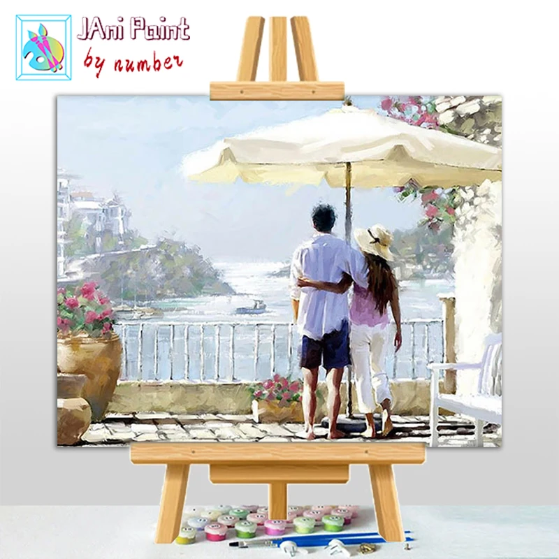 

JANI Diy paint by number for adults Zero-based painting Couple on vacation Patriarch pictures 40*50 Acrylic paints home decor