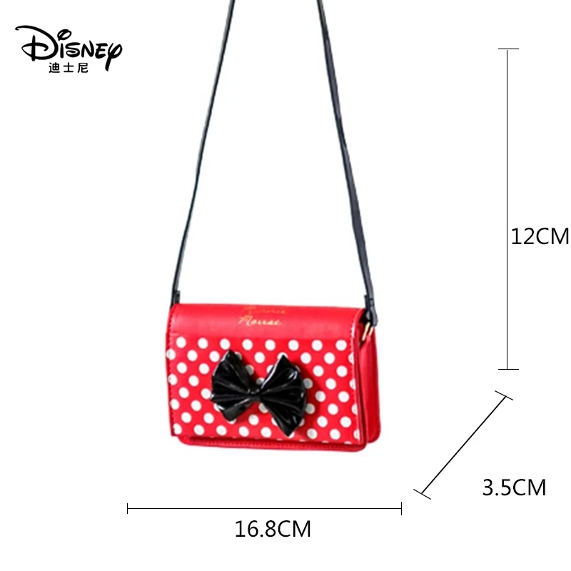

Original Disney Cute Mickey Red White Dot Bow Knot Shoulder Messenger Bag Fashion Female Mobile Phone Bag Trend Gift
