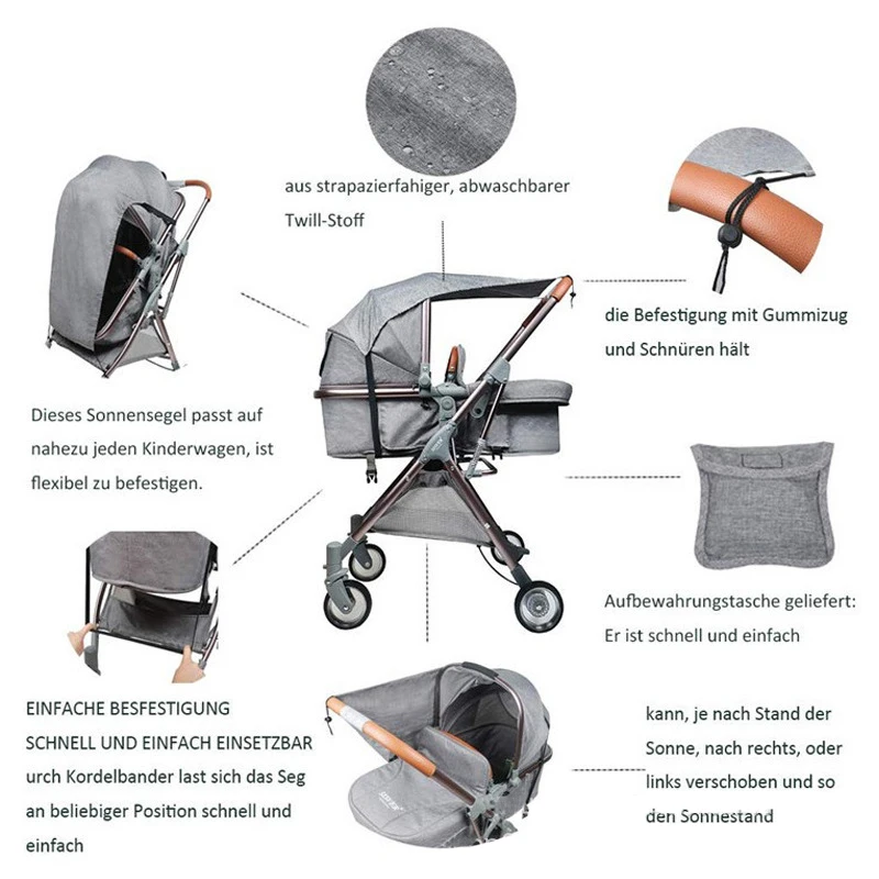 Accesorios para cochecito de beb&eacute;, a prueba de viento, impermeable, protecci&oacute;n UV, cubierta parasol para coche, actividades al aire libre-2