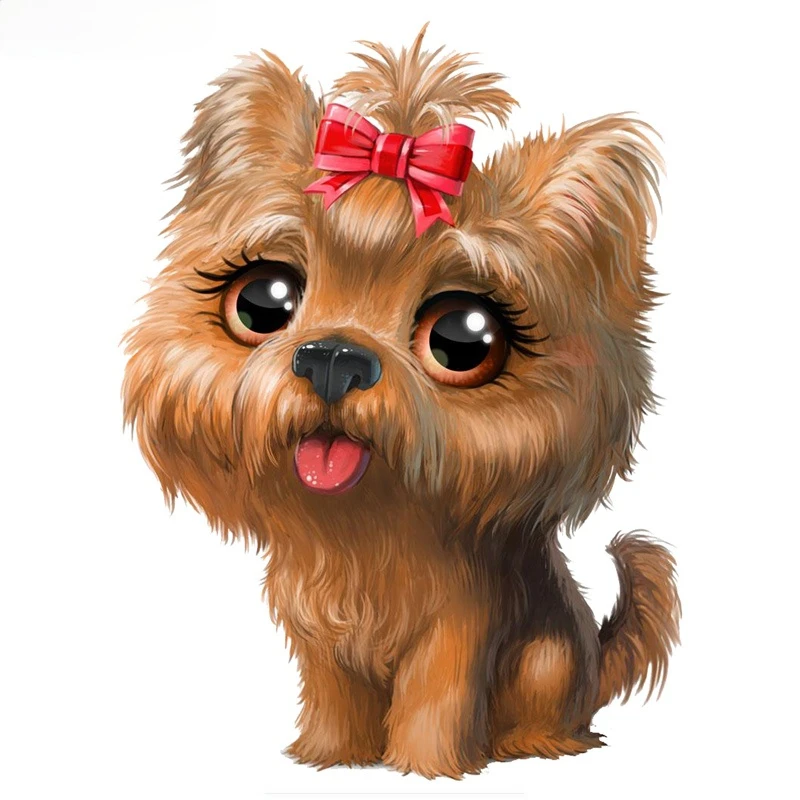 

Beautiful Cartoon Yorkshire Terrier Dog Car Funny Stickers and Decals
