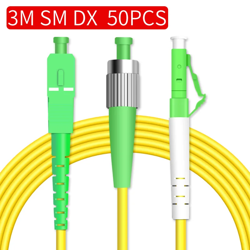 50 шт./лот оптоволоконный патч-корд 3m 9/125 652D дуплексный SC/APC FC/APC LC/APC Pigtail FTTH CATV