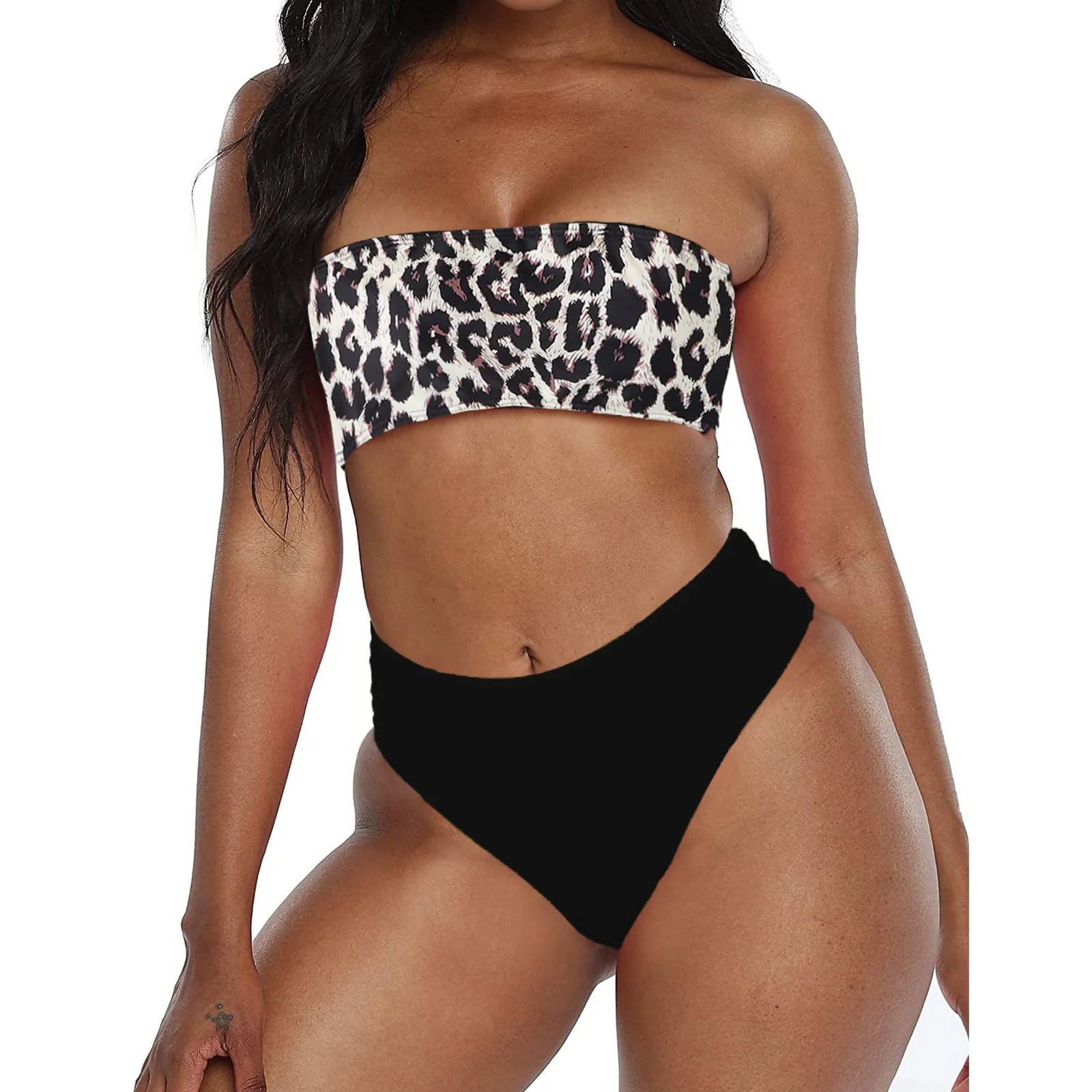 

2021 New Bikini Women Swimwear High Waist Strapless Sexy Bikini Brazilian Women Swimsuit Padded Bathing Suit Monokin