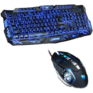 tri color usb wired led backlit laptop computer gamer keyboard mouse combo optical pro 6 buttons 3200 dpi gaming mouse free global shipping