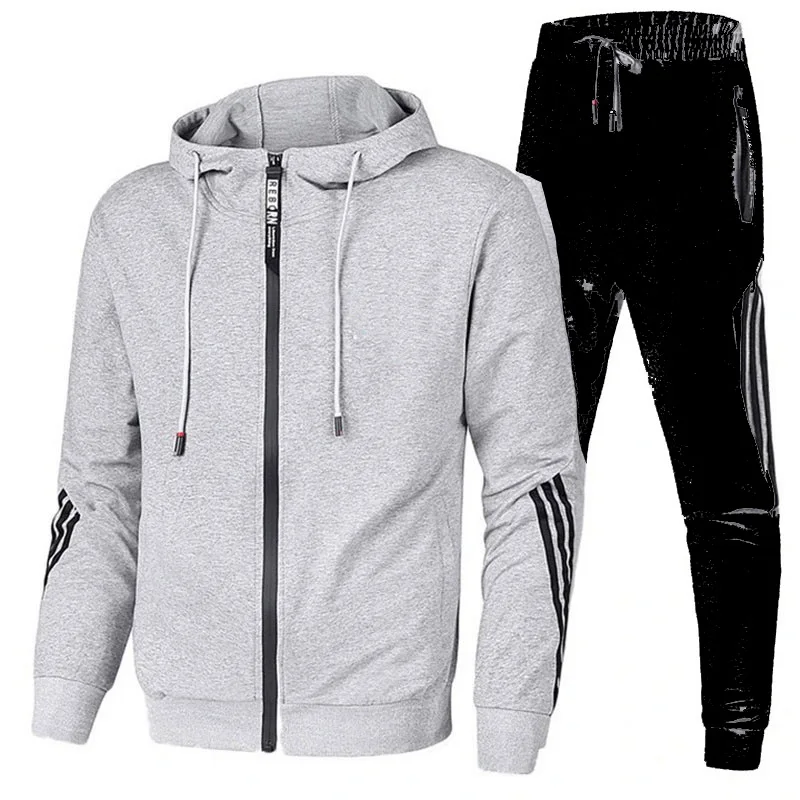 

New Men's Spring And Autumn Suit Zipper Hoodie + Pants Two Pieces Of Casual Sportswear Men's Sportswear Gym Brand Clothing Sport