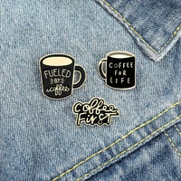 coffee first enamel pins funny coffee cup brooches backpacks clothes pin cute letter badge jewelry gift for friends wholesale