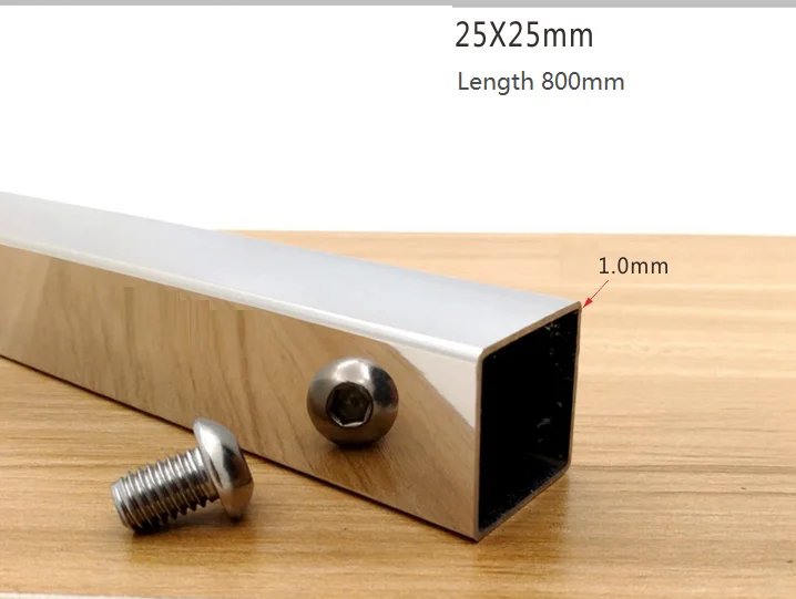 Chrome 25mm x 25mm 304 труба из нержавеющей стали 10X30 мм квадратная труба 25 мм круглая труба для душевой комнаты стеклянная фиксированная штанга для стеклянного зажима зажим соединитель - Цвет: Chrome 25mm x 25mm