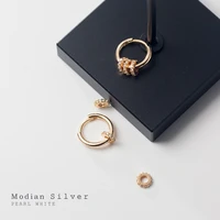 modian new arrive sterling silver 925 radiant zircon geometric hoop earring for women luxury wedding gift original fine jewelry