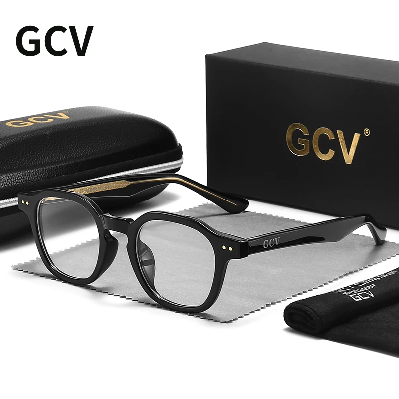 

GCV Acetate Johnny Depp Men Women The Blu-Ray Computer Goggles Round Transparent Eyeglass Frame Blue Blocking Glasses 2022 New