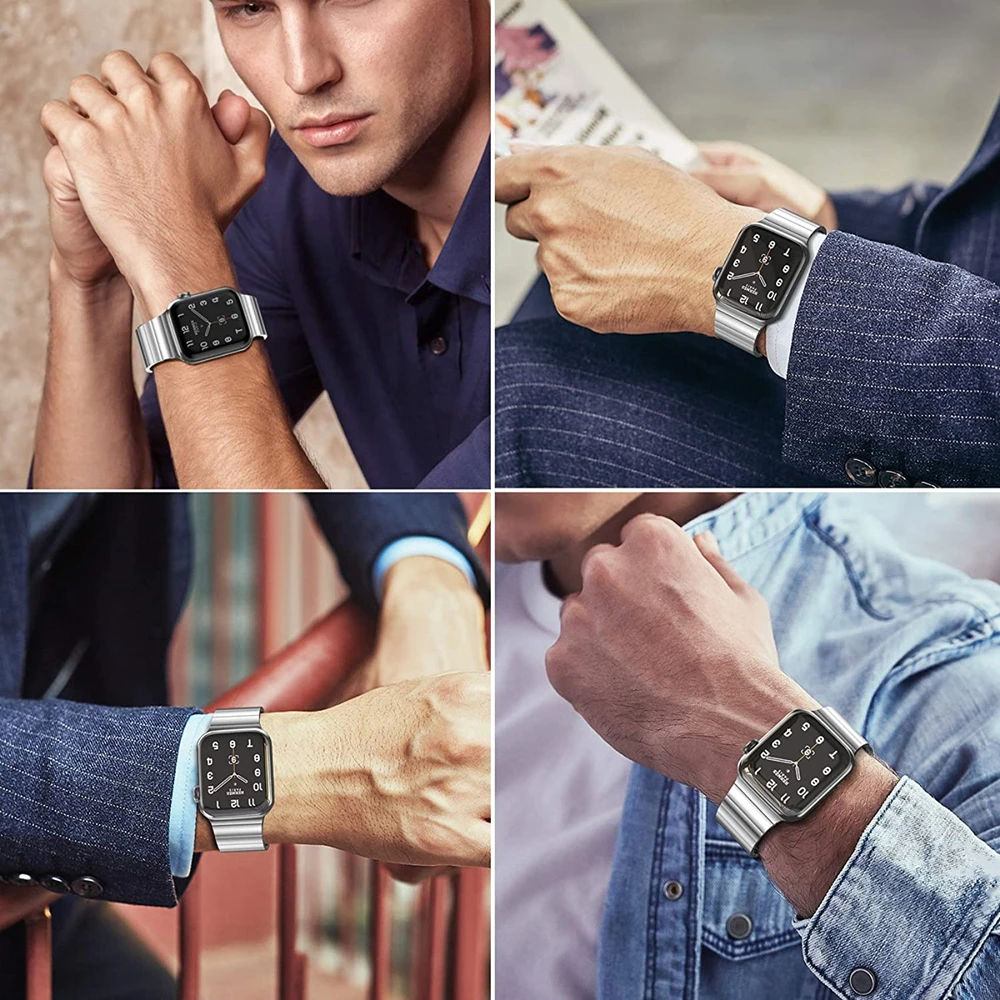 

Business Strap for Apple Watch Band Series 6/SE/5/4 40mm 44mm Upgraded Version Stainless Steel Metal Bracelet IWatch 3 38mm 42mm