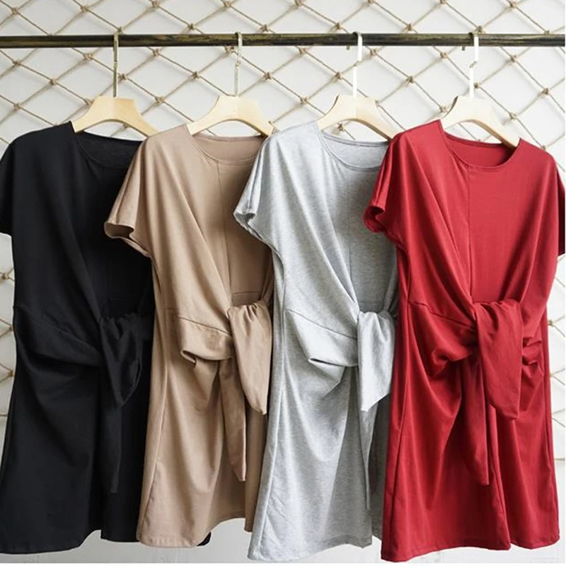 Платье с завязками на талии женское летнее мини платье коротким рукавом