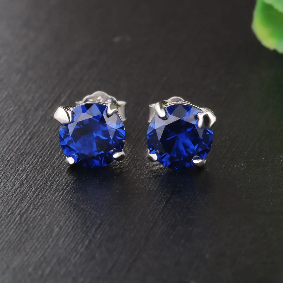 Kuololit серьги гвоздики с голубым сапфиром женская серебряная звезда