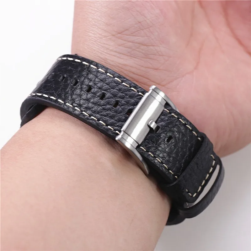Genuine Men's Leather For Fossil Watch Strap Jr1401 Bq2054 Fs5414 24mm Black Brown Wristband Tray Watchband Bracelet Belt Band