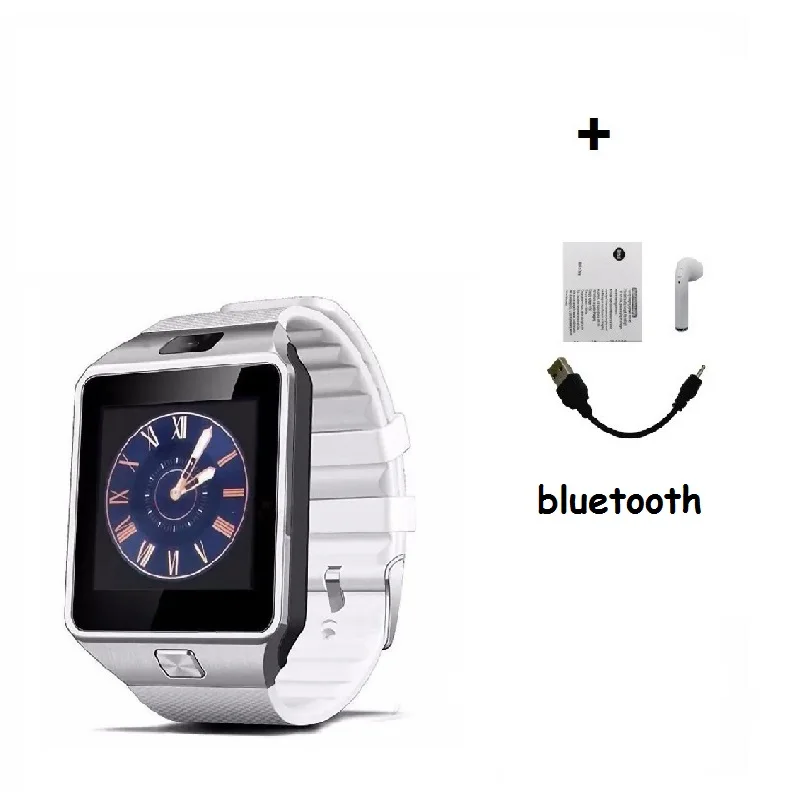 white with BT Горячая Распродажа DZ09 Смарт часы Android телефонный звонок 2G GSM sim-карта камера Bluetooth Smartwatch для andoid и ios - Цвет: white with BT
