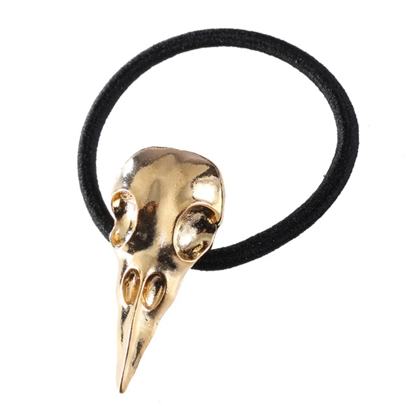 1 шт. металлическая эластичная веревка для волос в стиле панк готика ворон череп