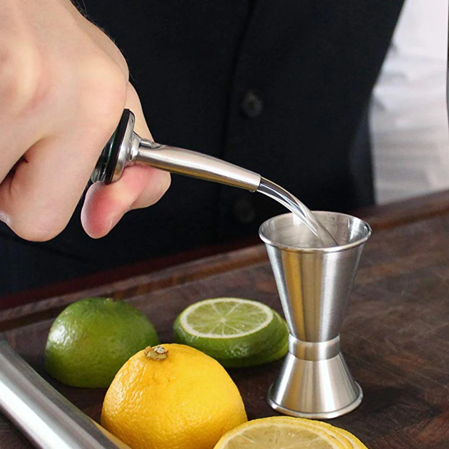 

12 Pack Stainless Steel Classic Bottle Pourers Tapered Spout - Liquor Pourers with Rubber Dust Caps