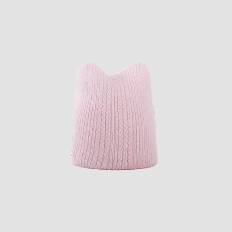 

New Women's Winter Hat Fox Ear Rabbit Fur Hat Warm Woolen Hat Cute Ear Protection Knitted Hat Warm Cap Gorros Female Cap