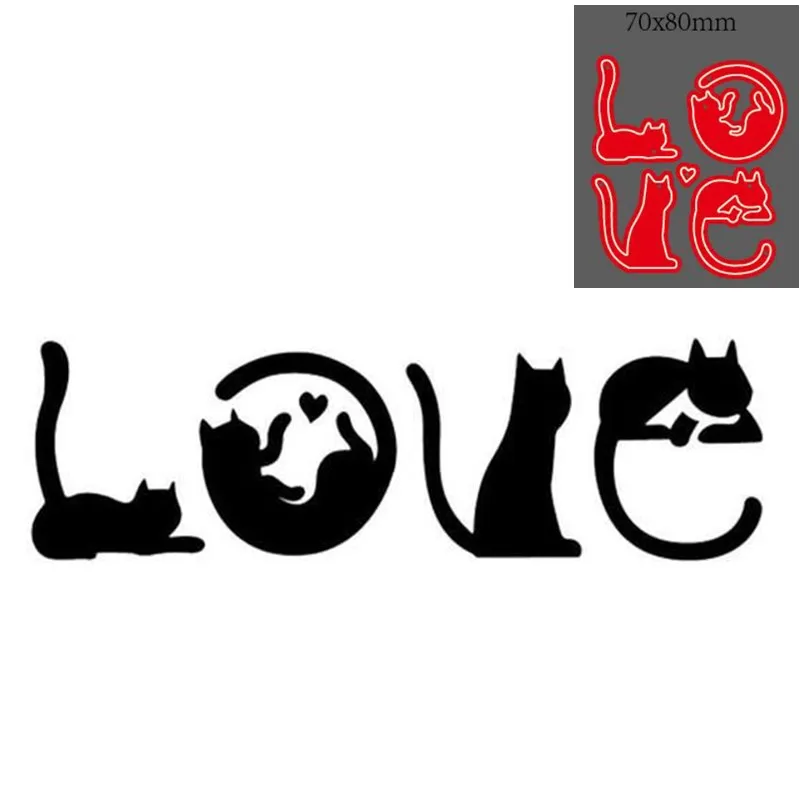 

Металлические Вырубные штампы форма животное Кот Любовь украшение для скрапбукинга бумаги рукоделия Нож Форма лезвие перфоратор трафареты