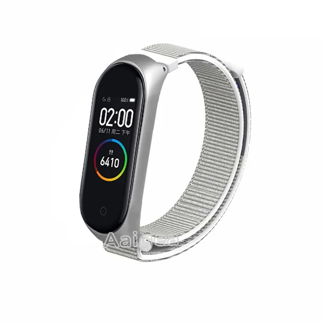 Модный тканый нейлоновый ремешок для часов петля для браслета Xiaomi mi 3 4 mi Band 4 3 сменный ремешок на запястье для браслета mi Band 4 - Цвет: Белый