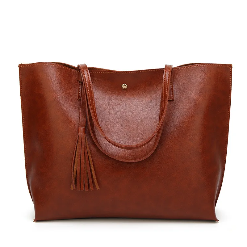 

Geniune Leather Woman Shoulder Bag Brand Tassel Handbags Women Bucket Crossbody Bag Designer Messenger Bag High Quality Mujer