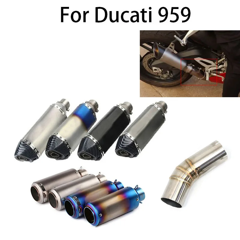 

For Ducati 959 Panigale 60mm Motorcycle Full Exhaust System middle Link Pipe Motocross Muffler escape moto Dirt Bike Silencer