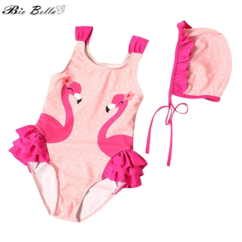 

Girls Baby Swimwear+Cap 2PCS Swim-able Baby Girl New Summer Bathing Baby Animal Kids Children Girls Swimsuit Cap+Bodysuit